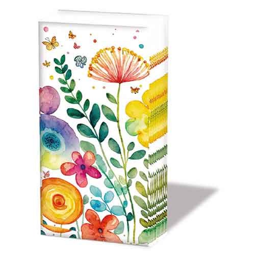 Taschentücher - Im Format 21,5 x 22 cm - á 10 Stück pro Packung - Frühlingsblumen - Vibrant spring white