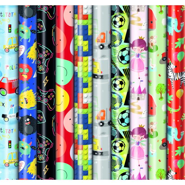 Sortiment Geschenkpapier Präsenta Bambini Kindergeschenkpapier - 60 Röllchen UVP: € 1,95 - Bundle