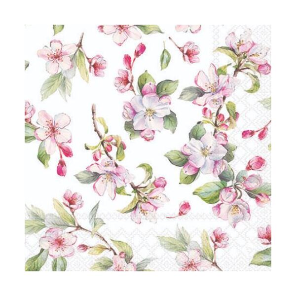 Cocktail Servietten 25 x 25 cm 3-lagig 20 Servietten Spring blossom white Kirschblüten