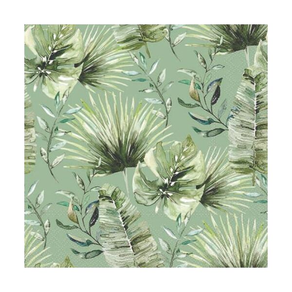 Cocktail Servietten 25 x 25 cm 3-lagig 20 Servietten Jungle leaves green Dschungelblätter