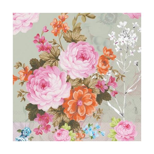 A Cocktail Servietten 25 x 25 cm 3-lagig 20 Servietten Dakota Blumen
