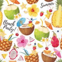 Servietten 25x25 cm 20 Servietten Beach party white...