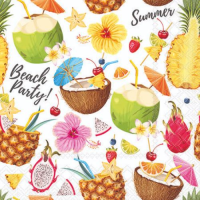 Servietten 25x25 cm 20 Servietten Beach party white...