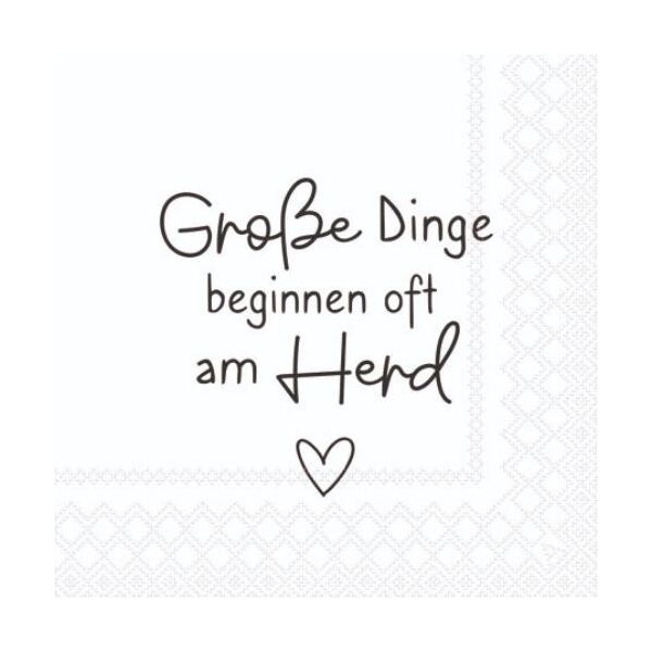 Servietten 25 x 25 cm 20 Servietten Grosse Dinge beginnen oft am Herd