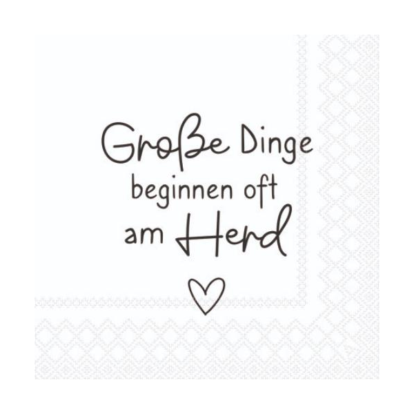 Servietten 25 x 25 cm 20 Servietten Grosse Dinge beginnen oft am Herd