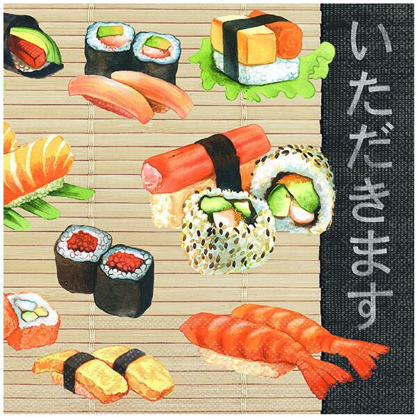 Servietten 33x33 cm Sushi