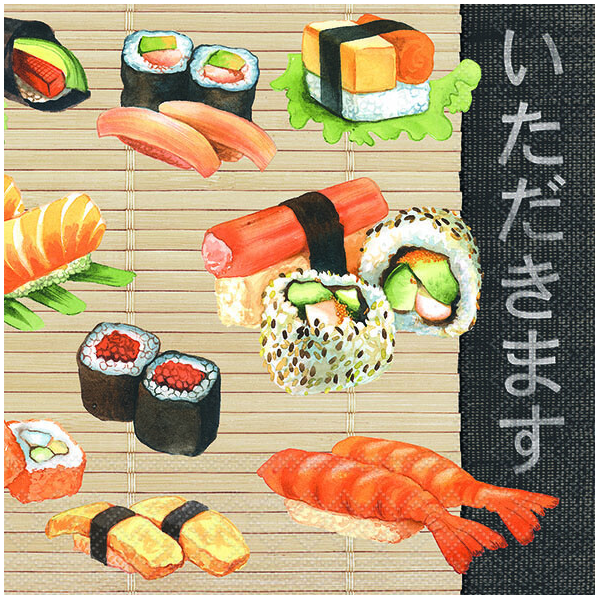 Servietten 33x33 cm Sushi
