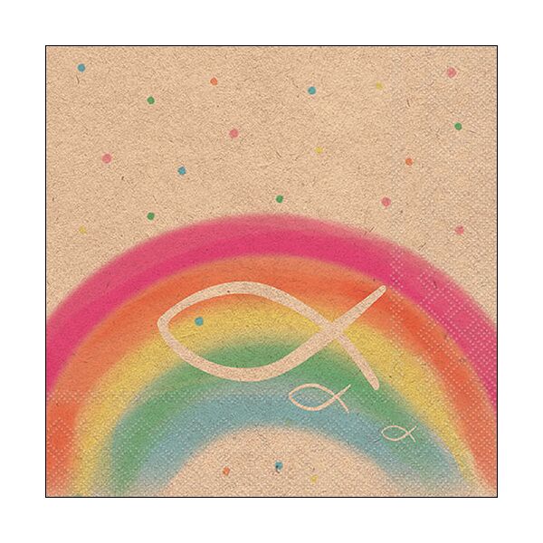 Servietten 33x33 cm Recycled Rainbow nature Regenbogen und Fisch
