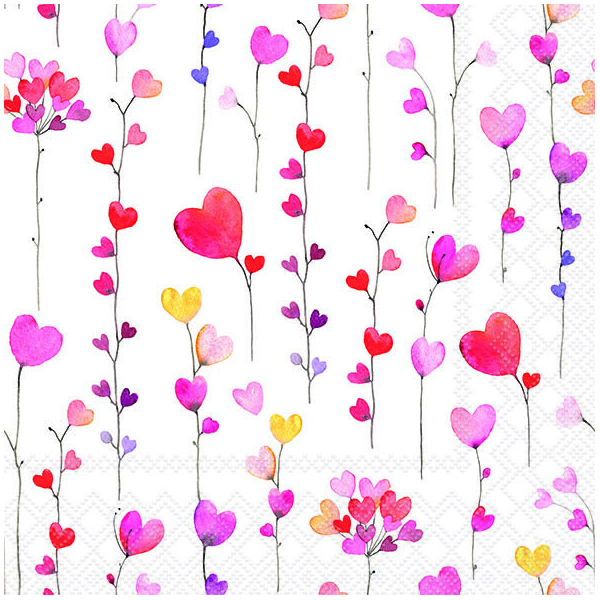 Servietten 33x33 cm Hearts garlands Herzen an Girlanden Valentinstag Liebe