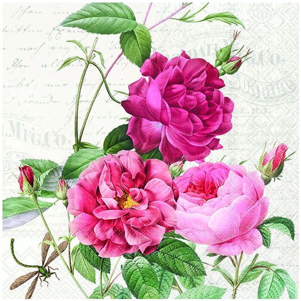 Servietten 33x33 cm 20 Stück 3-lagig Lunch Ambiente Amber pinke Blumen