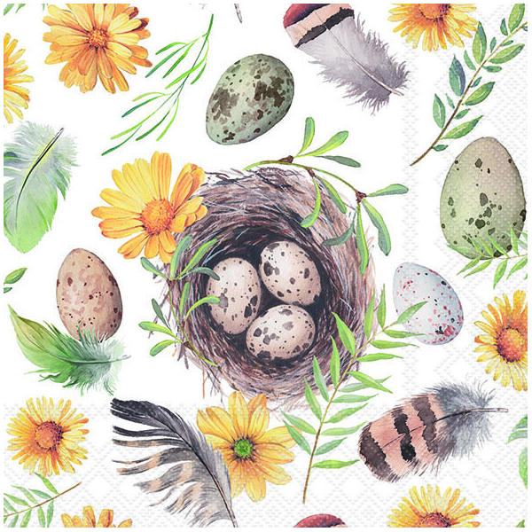 Servietten 33x33 cm Birds nest Vogelnest