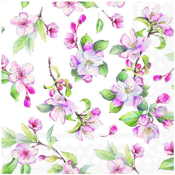 Servietten 33x33 cm Spring blossom white Kirschblüten