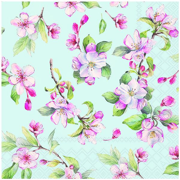Servietten 33x33 cm Spring blossom blue Kirschblüten