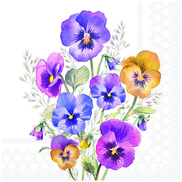 Servietten Lunch 33x33 cm 20 Servietten Pansies Stiefmütterchen 3-lagig