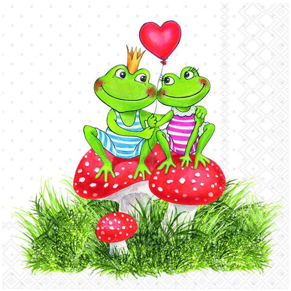 Servietten 33x33 cm Frogs in love verliebte Frösche