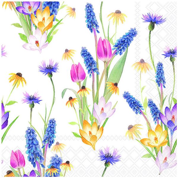 Servietten 33x33 cm Hello spring Frühlingsblumen