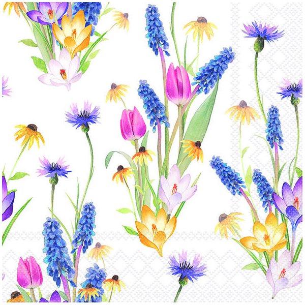 Servietten 33x33 cm Hello spring Frühlingsblumen