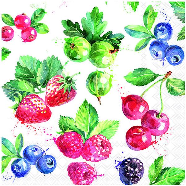 Servietten 33x33 cm Sweet fruits Früchte