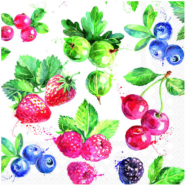 Servietten 33x33 cm Sweet fruits Früchte