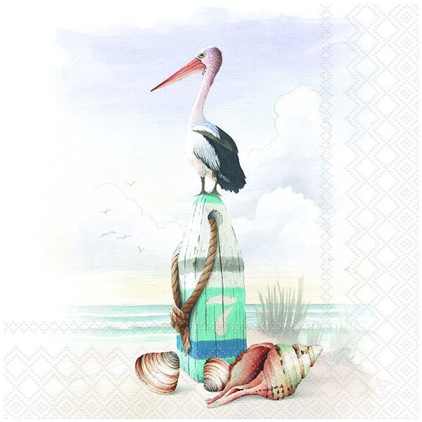 Servietten 33x33 cm Pelican Pelikan am Strand