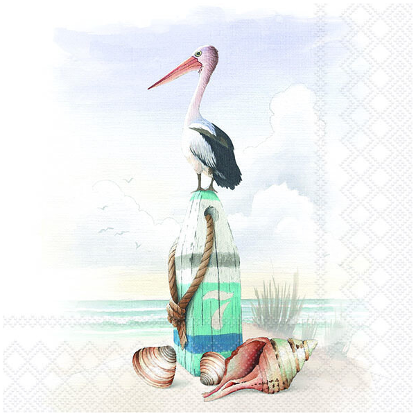 Servietten 33x33 cm Pelican Pelikan am Strand
