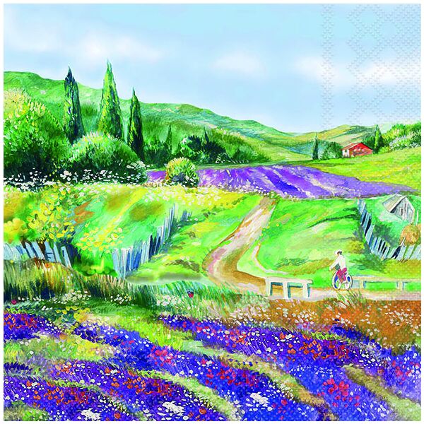 A Servietten 33x33 cm Lavender landscape Lavendel Landschaft