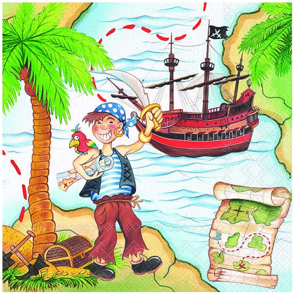 A Servietten 33x33 cm Pirate Pirat am Strand