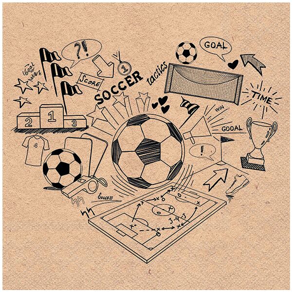A Servietten 33x33 cm Recycled Soccer doodle nature Fußball Symbole