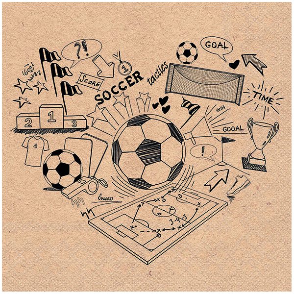 A Servietten 33x33 cm Recycled Soccer doodle nature Fußball Symbole