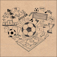 Servietten 33x33 cm Recycled Soccer doodle nature -...