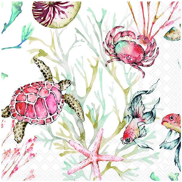Servietten 33x33 cm Sea animals Meerestiere