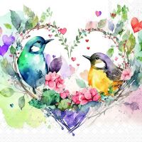 Servietten 33x33 cm Loving birds verliebte Vögel