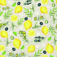 Servietten 33x33 cm Olives and lemon Oliven und ZItronen