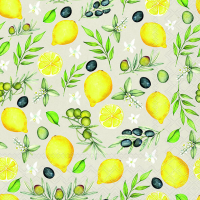 Servietten 33x33 cm Olives and lemon Oliven und ZItronen