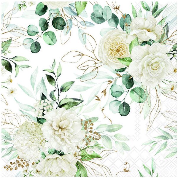 Servietten 33x33 cm Eucalyptus and roses Eukalyptus und Rosen
