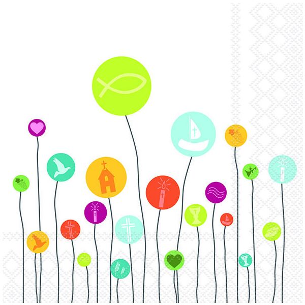 A Servietten 33x33 cm Communion balloons Ballons Kommunion Symbole