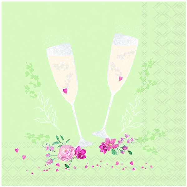 Servietten 33x33 cm Champagne glasses green Champagnergläser Sektgläser