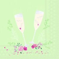 Servietten 33x33 cm Champagne glasses green...