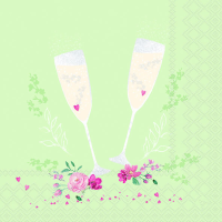 Servietten 33x33 cm Champagne glasses green...