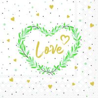 Servietten 33x33 cm Lots of love white Love im Kranz