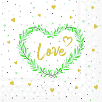 Servietten 33x33 cm Lots of love white Love im Kranz
