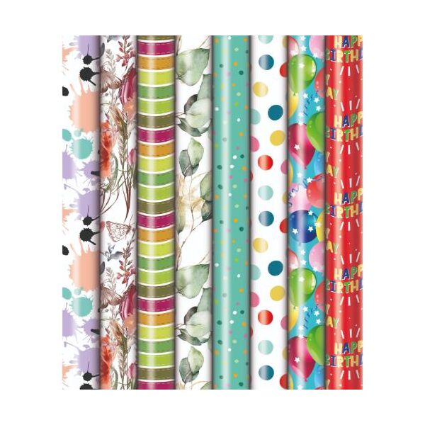 Sortiment Geschenkpapier Präsenta 5 Meter - 50 Röllchen UVP: € 3,95 - Bundle