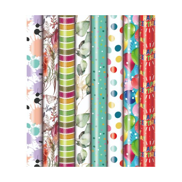 Sortiment Geschenkpapier Präsenta 5 Meter - 50 Röllchen UVP: € 3,95 - Bundle