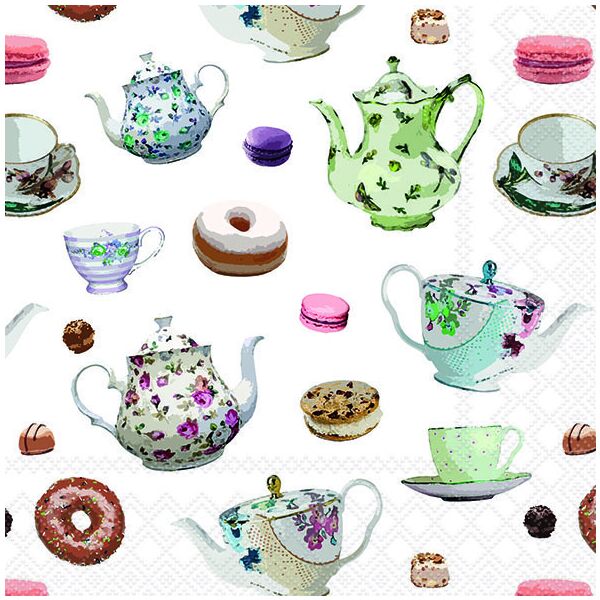 Servietten 33x33 cm Classic tea pots Teetassen und Kannen