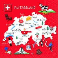 Servietten Schweiz Flagge Nationalservietten 33x33 cm 20...