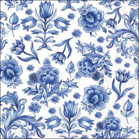 Servietten 33x33 cm Delft Blue flowers - blaues BLumenmuster