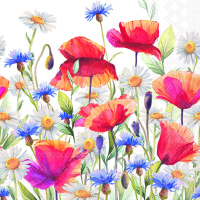 Servietten 33x33 cm Poppies and cornflowers Mohnblumen in...