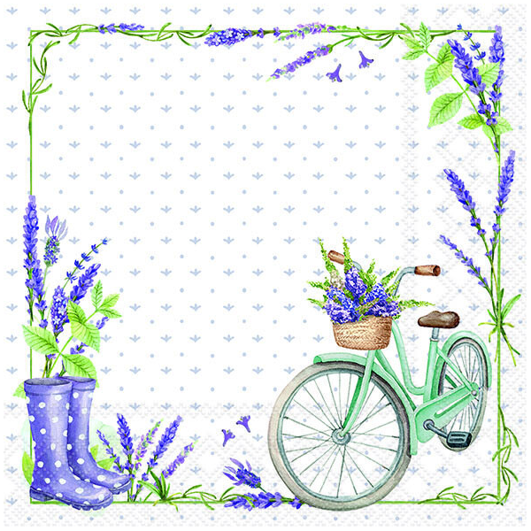 Servietten 33x33 cm Lavender love Lavendel Fahrrad