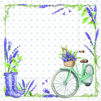Servietten 33x33 cm Lavender love Lavendel Fahrrad