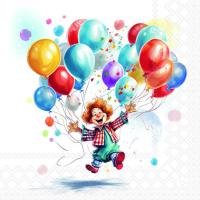Servietten 33x33 cm Clown Karneval Kindergeburtstagsclown